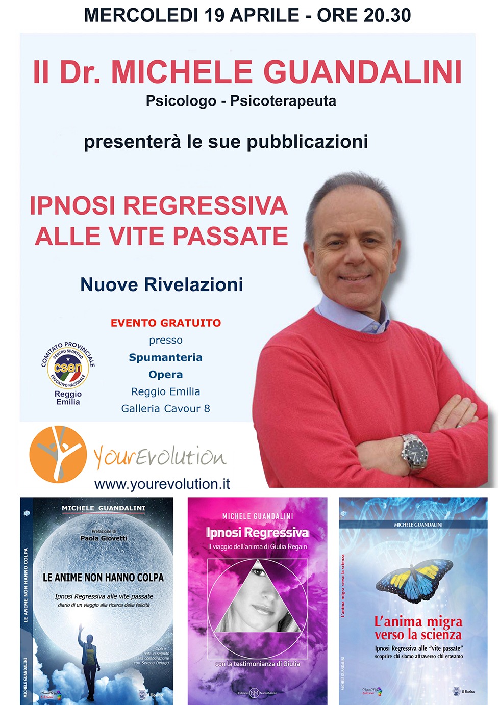 Michele Guandalini presenta le sue pubblicazioni sull'ipnosi regressiva